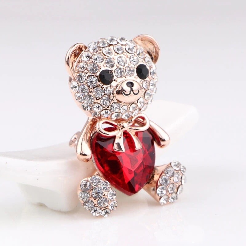 Valentines Brooch Cute Cartoon Heart Bear With Exquisite Cute Teddy Bear